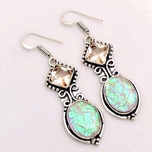 Triplet Opal/Morganite Earrings